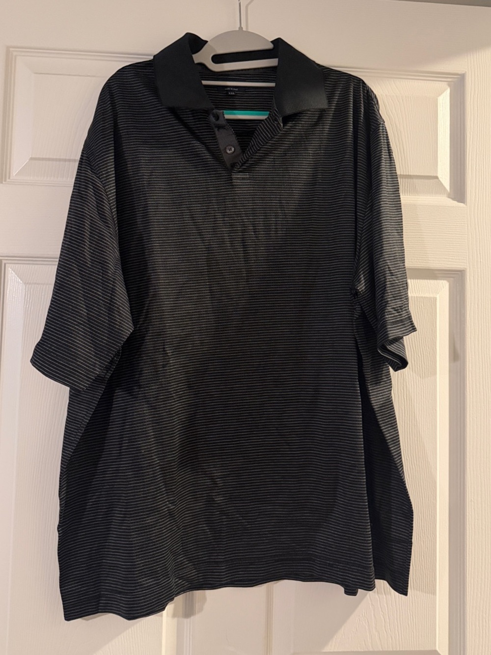 Burberry Black and Gray Thin-Stripe Polo Shirt